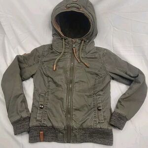 Naketano Olive Jacket with Gray FLEECE LINED CANVAS